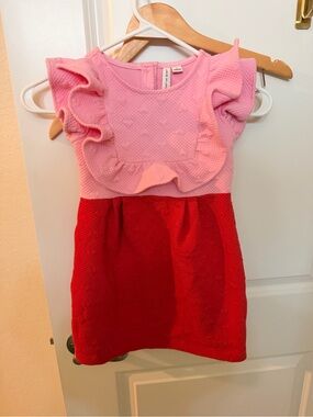 Janie and Jack Pink and Red valentine. Heart Knit Girls Dress